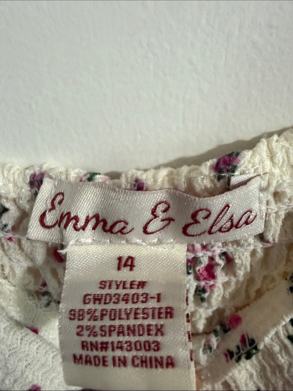 Kids Floral Puff-Sleeve Casual Dress - Cream with Pink Roses - Picture 2 of 7